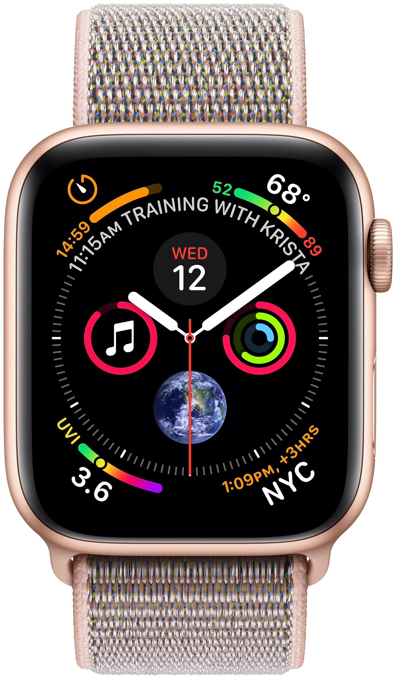 Apple Watch Series 4 (Geweven sportbandje, 40mm) Goud (Grijs, Roze Apple Watch Series 4 (Geweven sportbandje, 40mm) Goud (Grijs, Roze