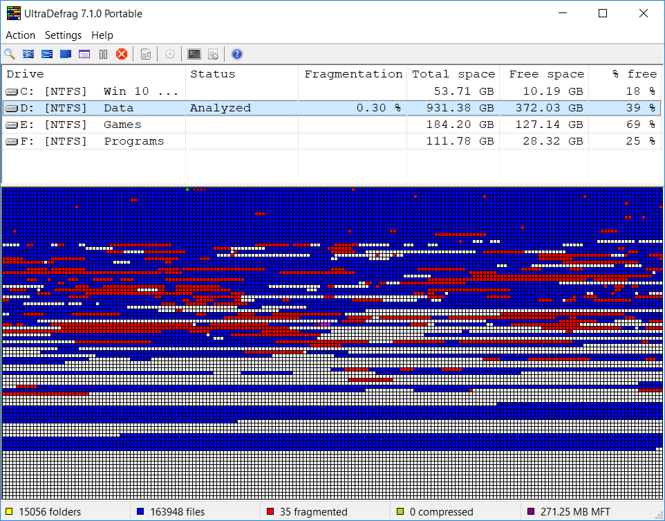 UltraDefrag 7.1.0 screenshot