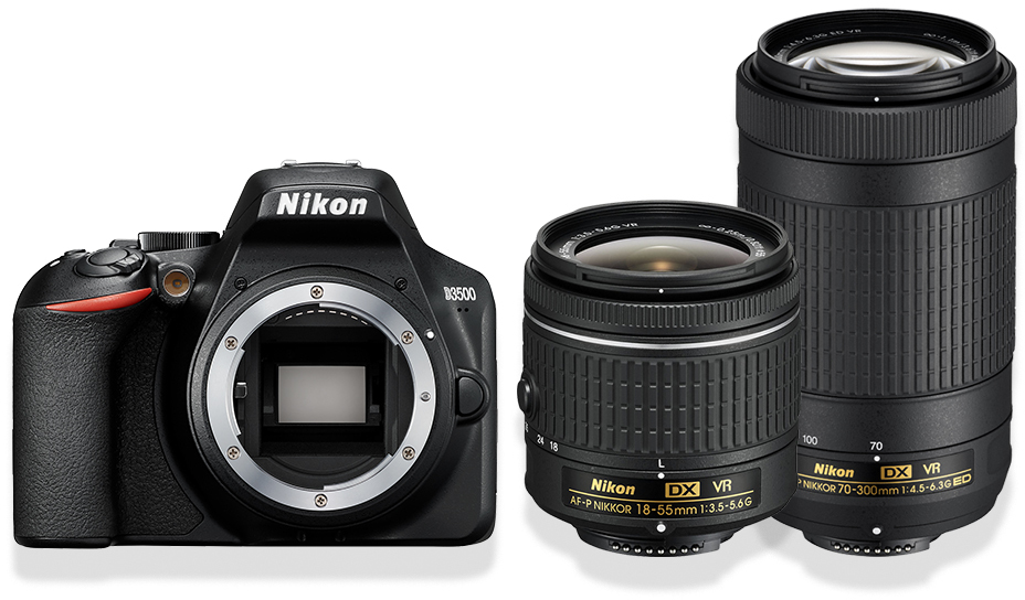 Nikon D3500 + 18-55mm f/3.5-5.6 + 70-300mm f/4.5-6.3 Zwart: beste