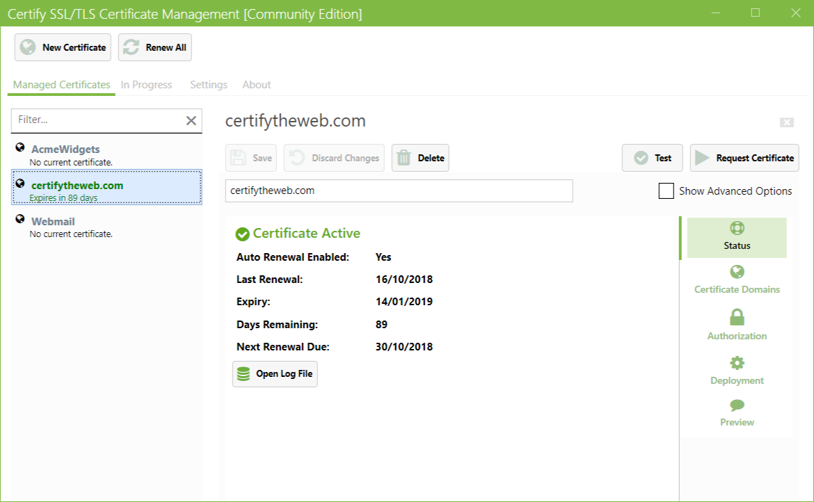 Certify SSL Manager