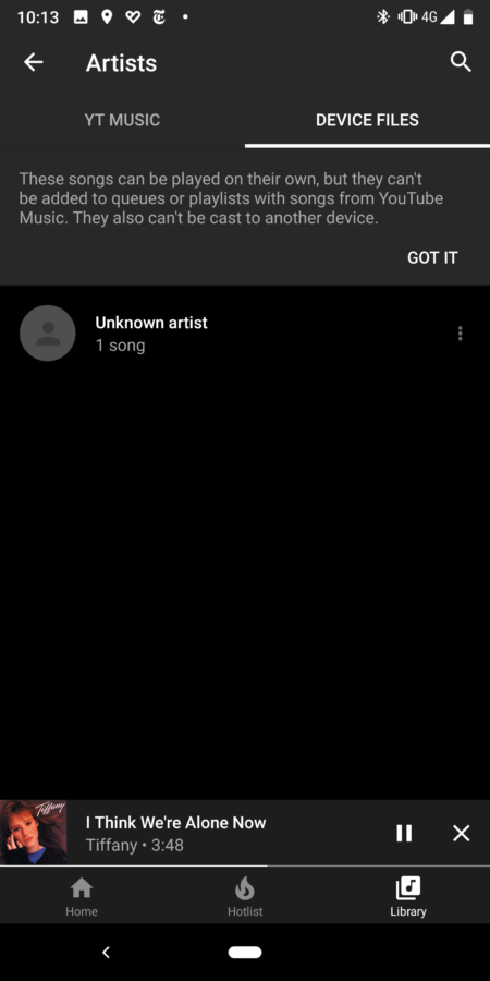YouTube Music screenshot lokale bestanden