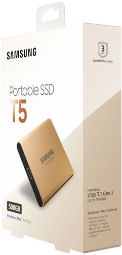 Samsung Portable SSD T5 500GB Goud: beste prijs Tweakers