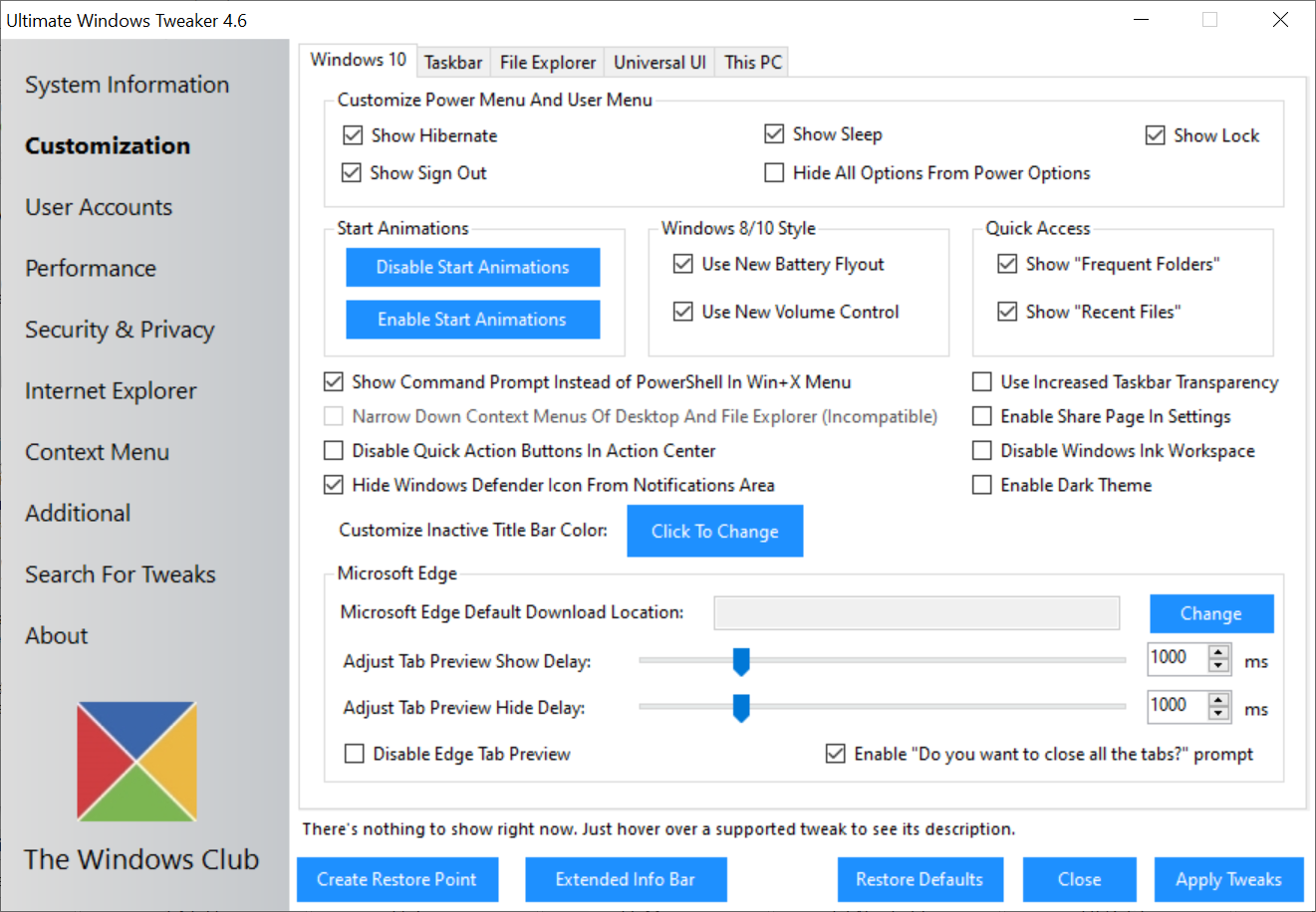 Ultimate Windows Tweaker