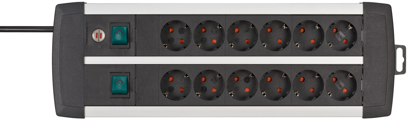 Brennenstuhl Premium-Line stekkerdoos 10-voudig (stekkerblok met schakelaar en 3m kabel- 45° hoek van de beschermcontact contactdozen, monteerbaar, Made in Germany) grijs