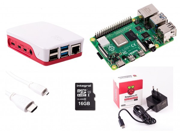 Raspberry Pi 4 Model B (2GB ram) Starter Kit met oa officiële rood