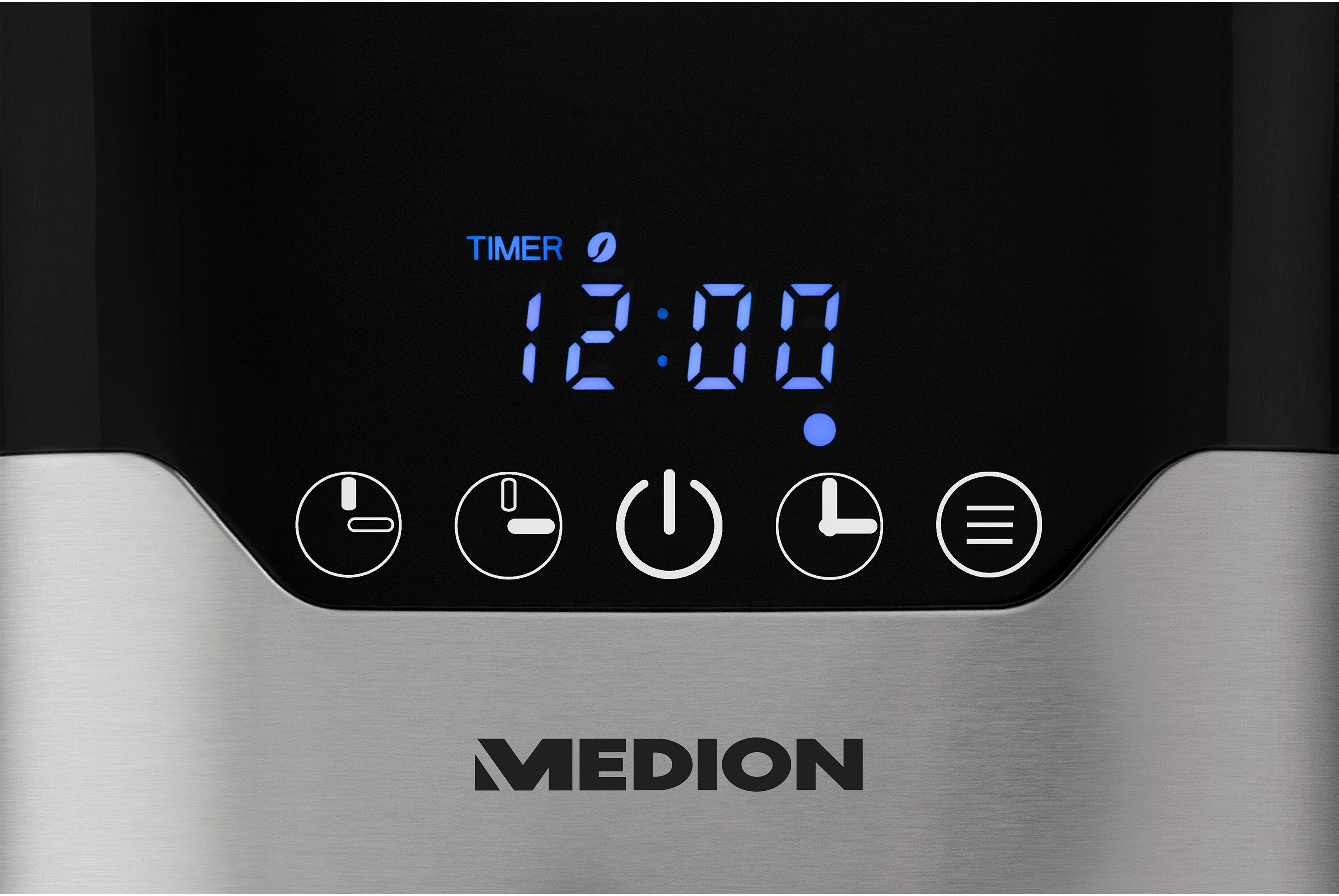 MEDION koffiezetapparaat met thermoskan en timer (filterapparaat, 10 kopjes, 1,25 liter, 900 watt, timer, antilekfunctie, display, MD11019) roestvrij staal