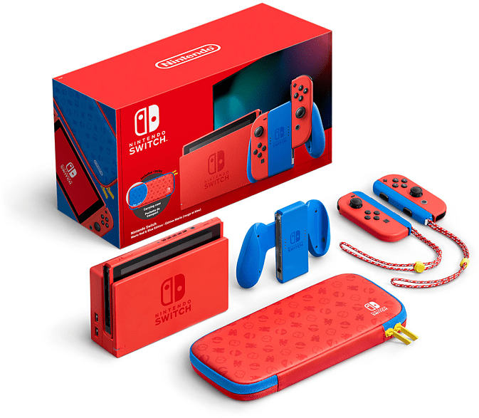 Nintendo Switch (2019 model) Mario Red and Blue Edition Blauw