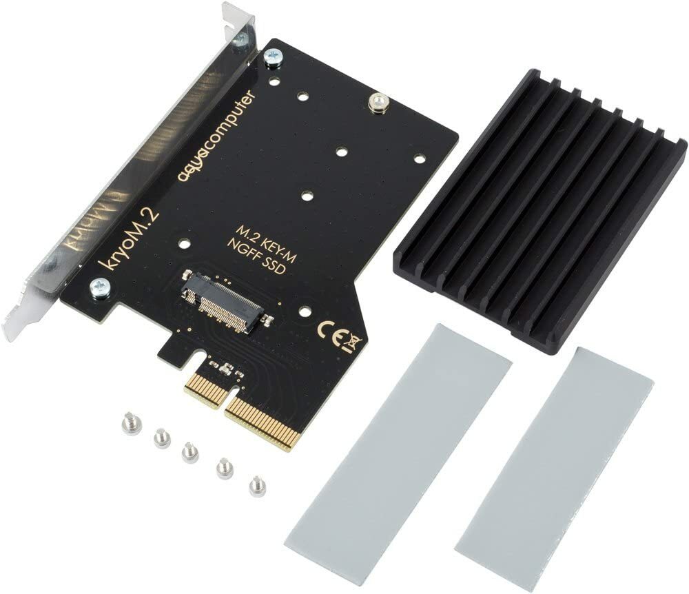 Aqua Computer kryoM.2 evo Adaptateur PCIe 3.0/4.0 x4 pour M.2 NGFF PCIe SSD