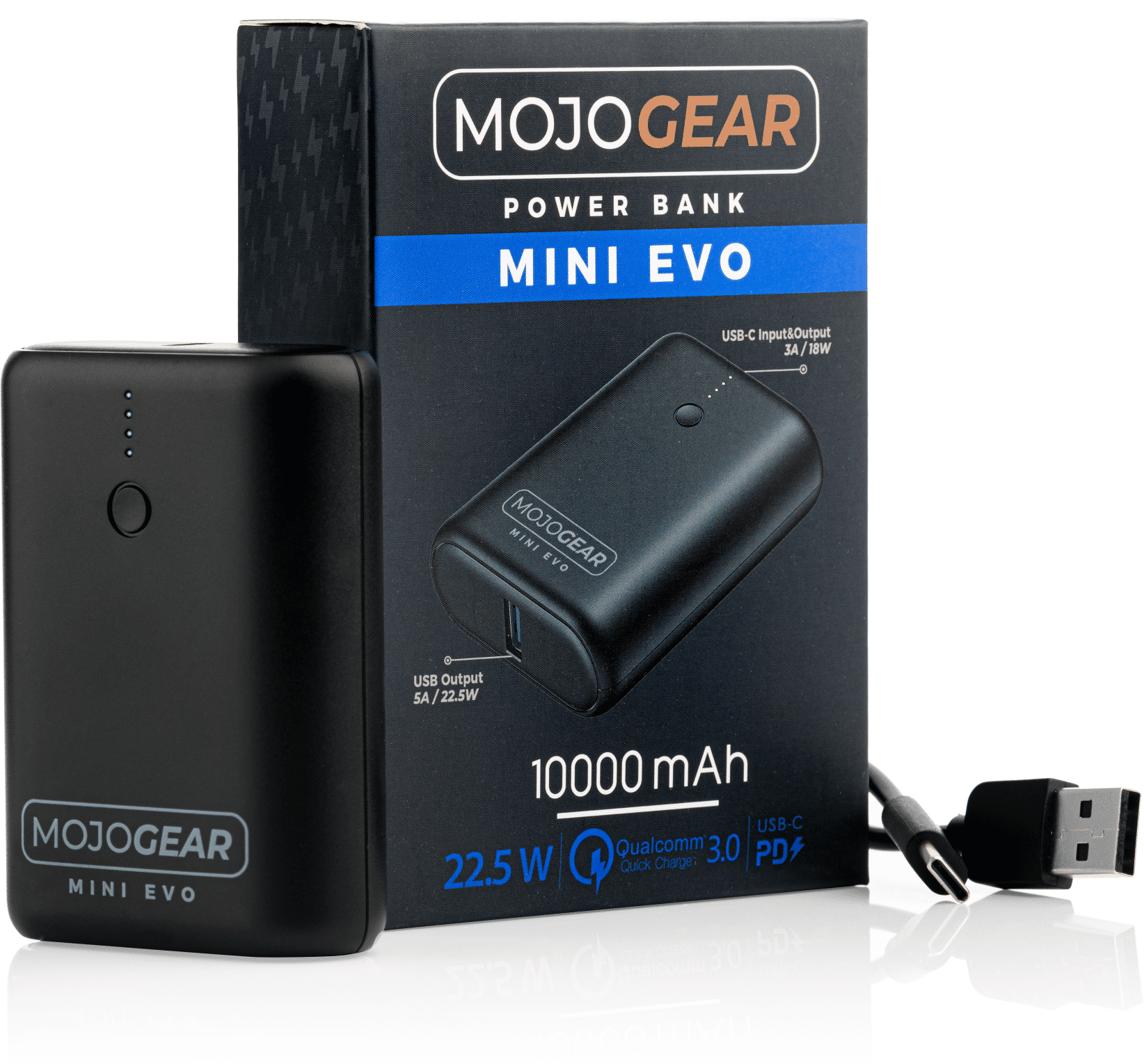 Mojogear MINI EVO 10.000 mAh kleinste powerbank (ter wereld) - Draagbaar Stopcontact