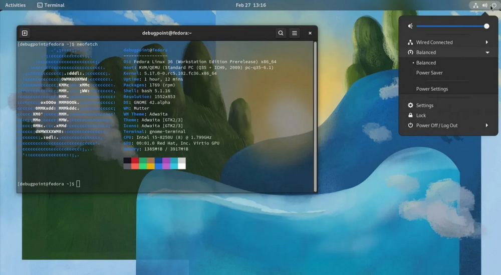 Fedora Linux 36 desktop