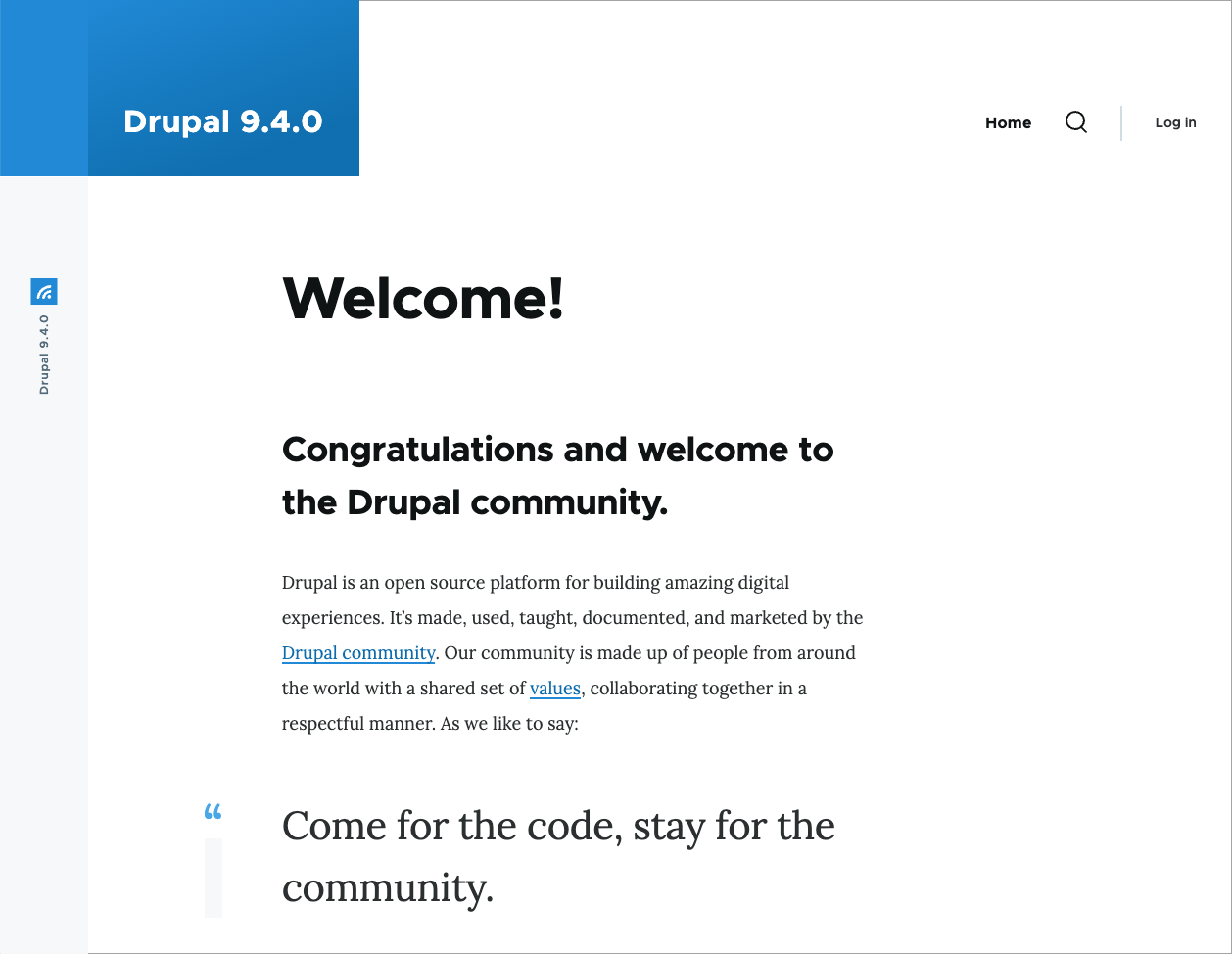Drupal 9.4.0 Olivero frontend theme 