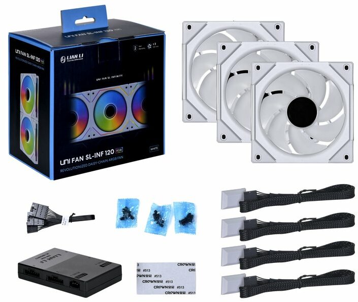 Lian Li Uni Fan SL-INF 120 RGB Triple Pack Wit, 120mm: beste prijs