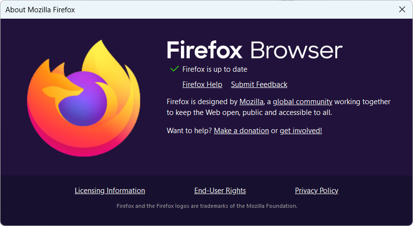 Mozilla Firefox - about schem op Windows 11