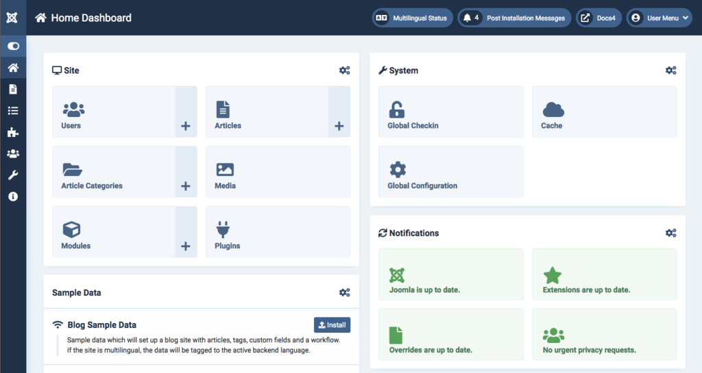 Joomla! 4 backend