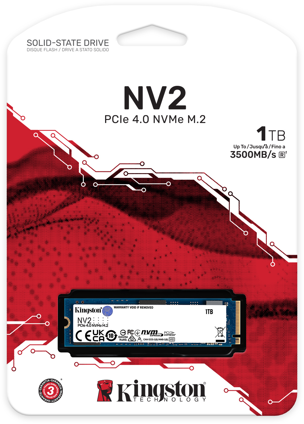 内蔵型SSD Kingston NV2 PCIe 4.0 NVMe SSD SNV2S 1TB Kingston NV2, retail, 1TB: beste prijzen, echte reviews en