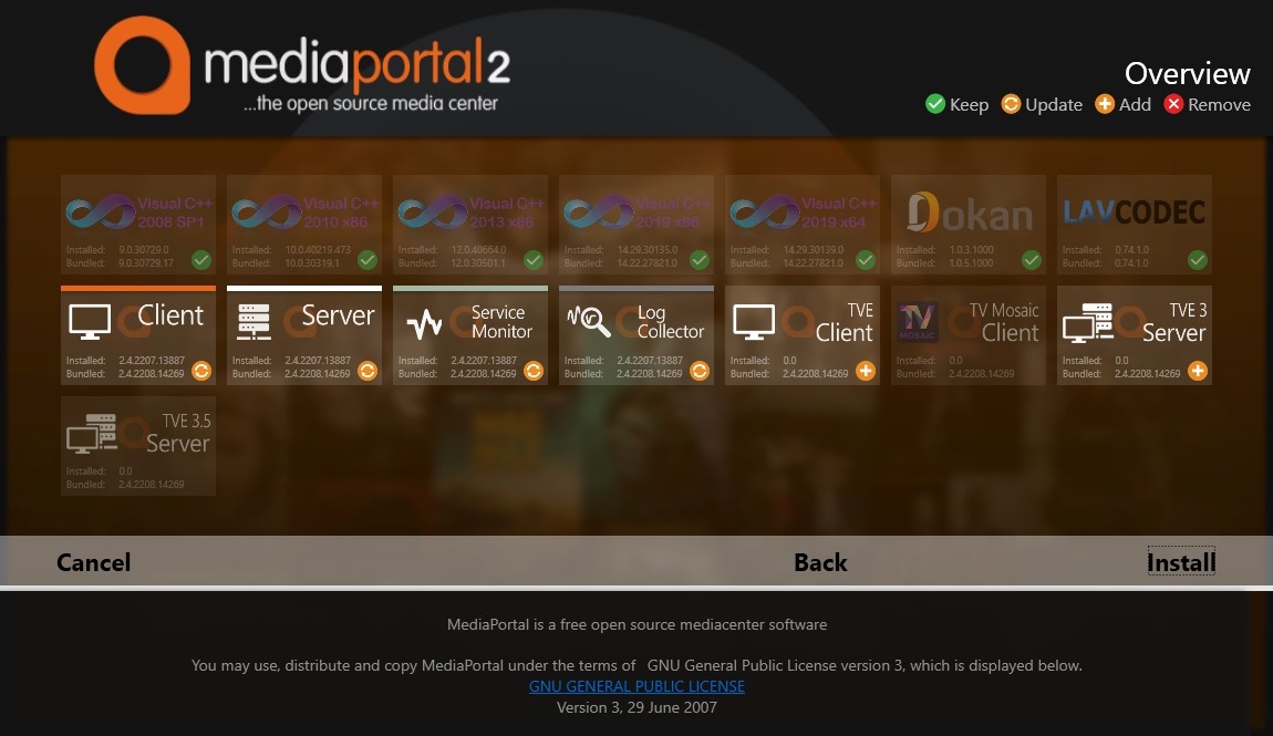 MediaPortal 2.5 installatie (620 pix)