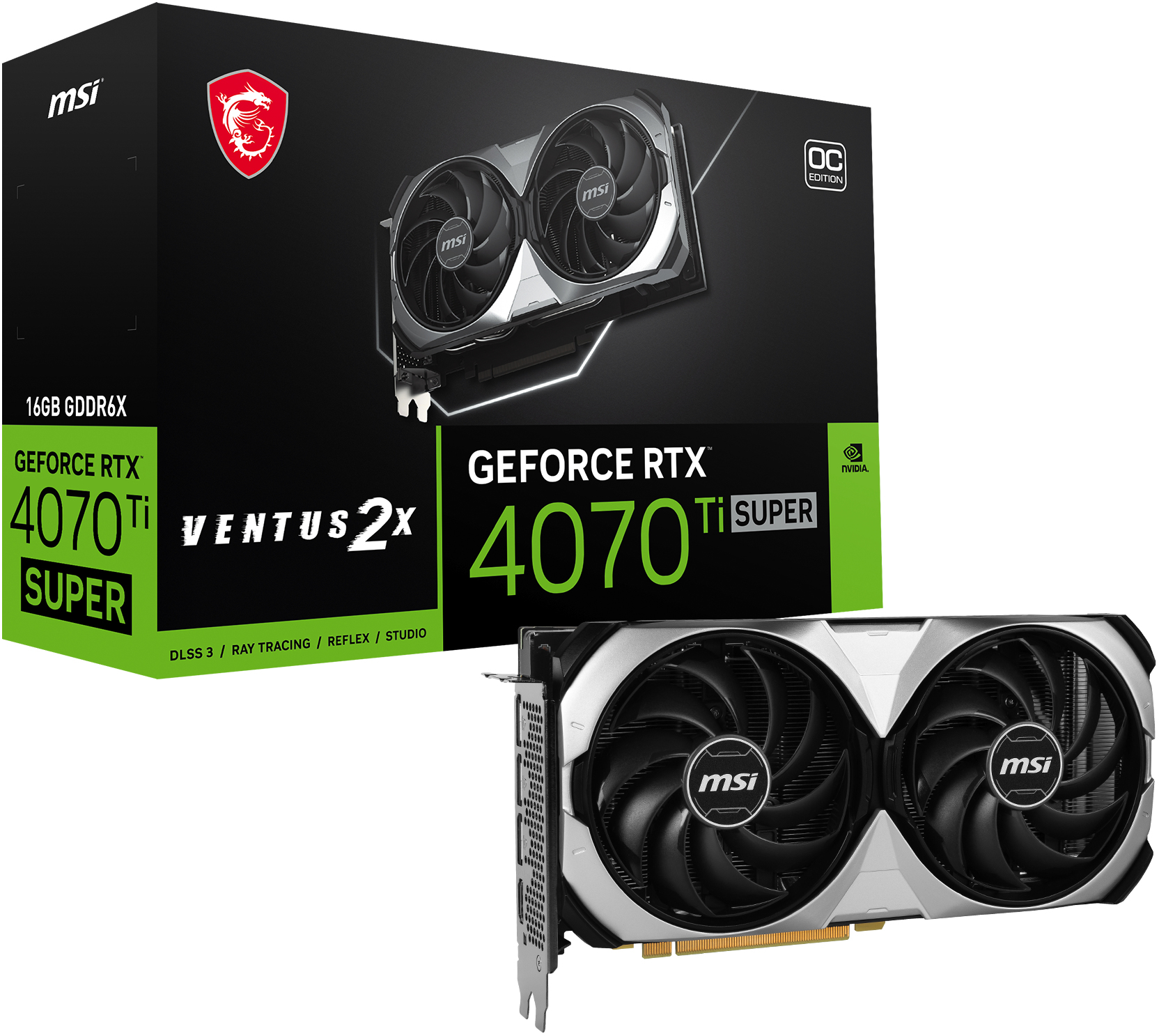 BI　NVIDIA GeForce RTX 4070 Ti SUPER MSI GeForce RTX 4070 Ti SUPER 16G VENTUS 2X OC: beste prijzen