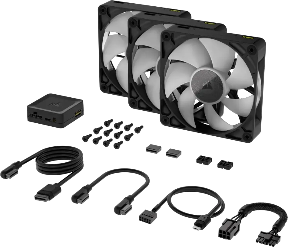 Corsair iCUE LINK RX120 RGB PWM Fan Triple Starter Kit, Zwart
