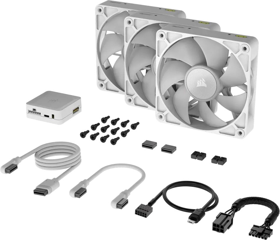 PC用ファン・クーラー iCUE LINK RX120 RGB White Triple Fan Kit Corsair iCUE LINK RX120 RGB PWM Fan Triple Starter Kit, Wit: beste