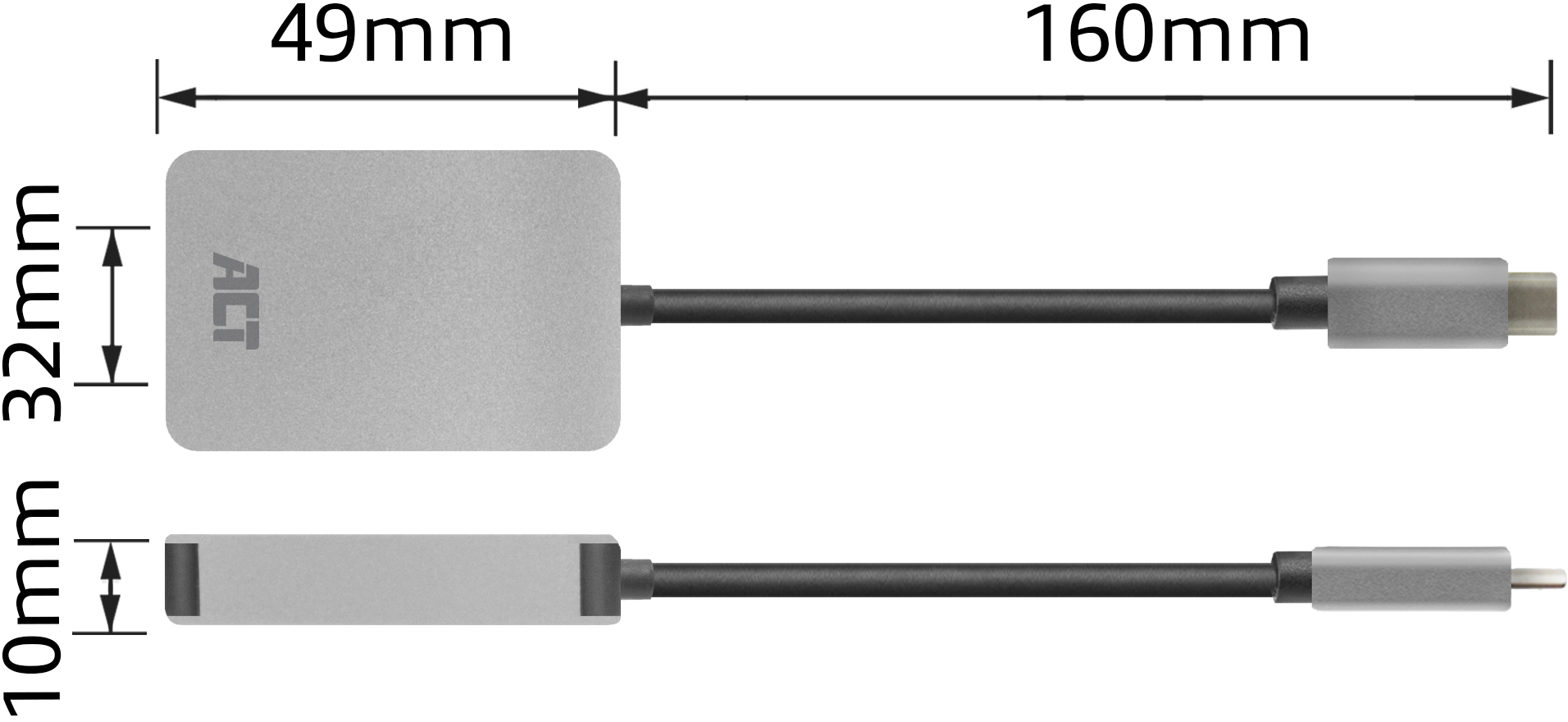 ACT AC7056 USB-C Kaartlezer Voor SD En Micro SD – Aluminium, OTG, USB 3.2 Snelheid Voor Laptop En Mobiel