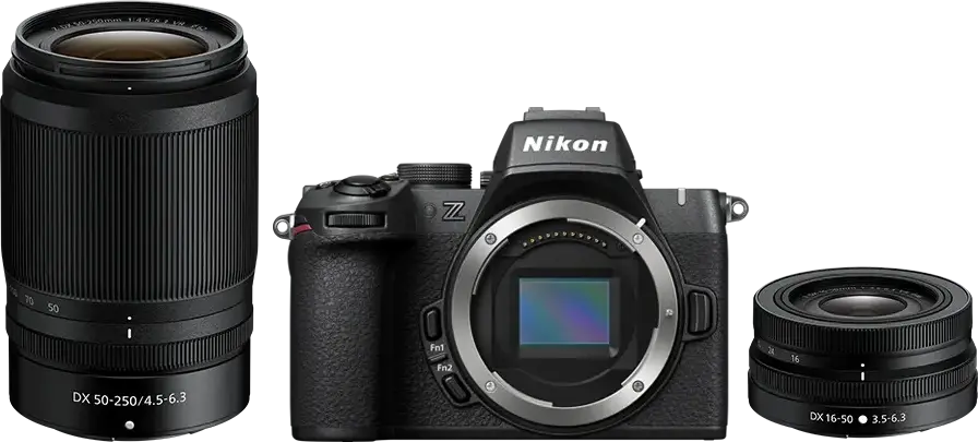 Nikon Z50II + 16-50mm VR + 50-250mm VR-kit Zwart: beste prijs