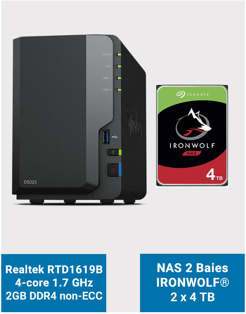 Synology DiskStation DS223, Seagate schijven, 8TB: beste prijs