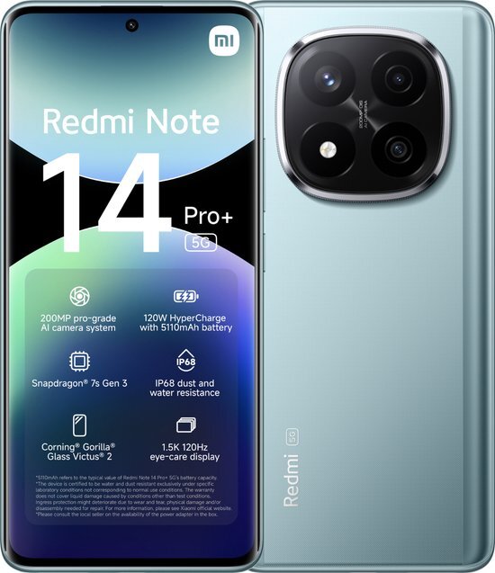 Redmi Note 14 Pro+ 5G, 12GB ram, 512GB opslag Blauw: beste prijzen