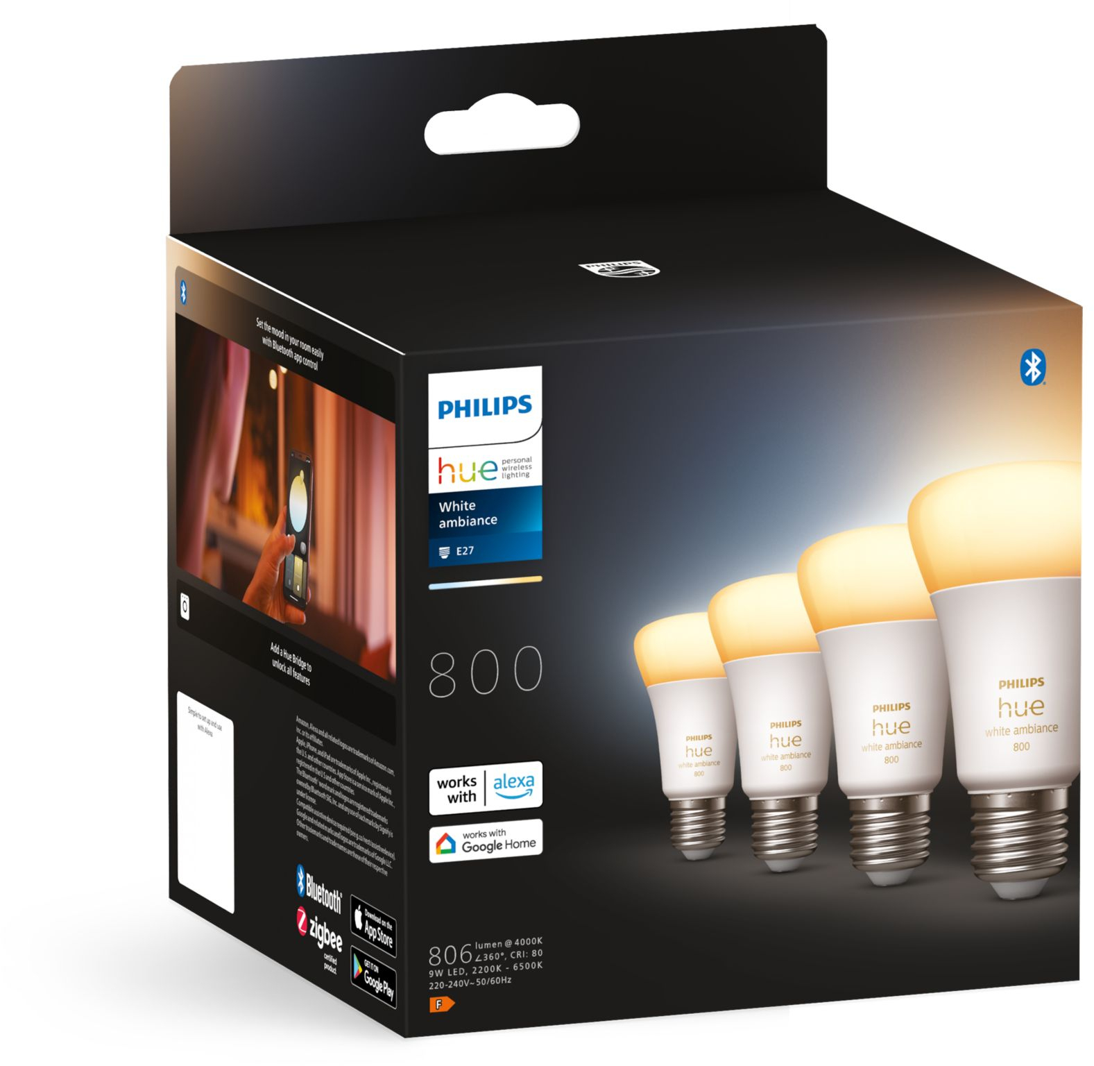 Philips Hue White Ambiance E27 800 lumen Bluetooth (4-pack): beste