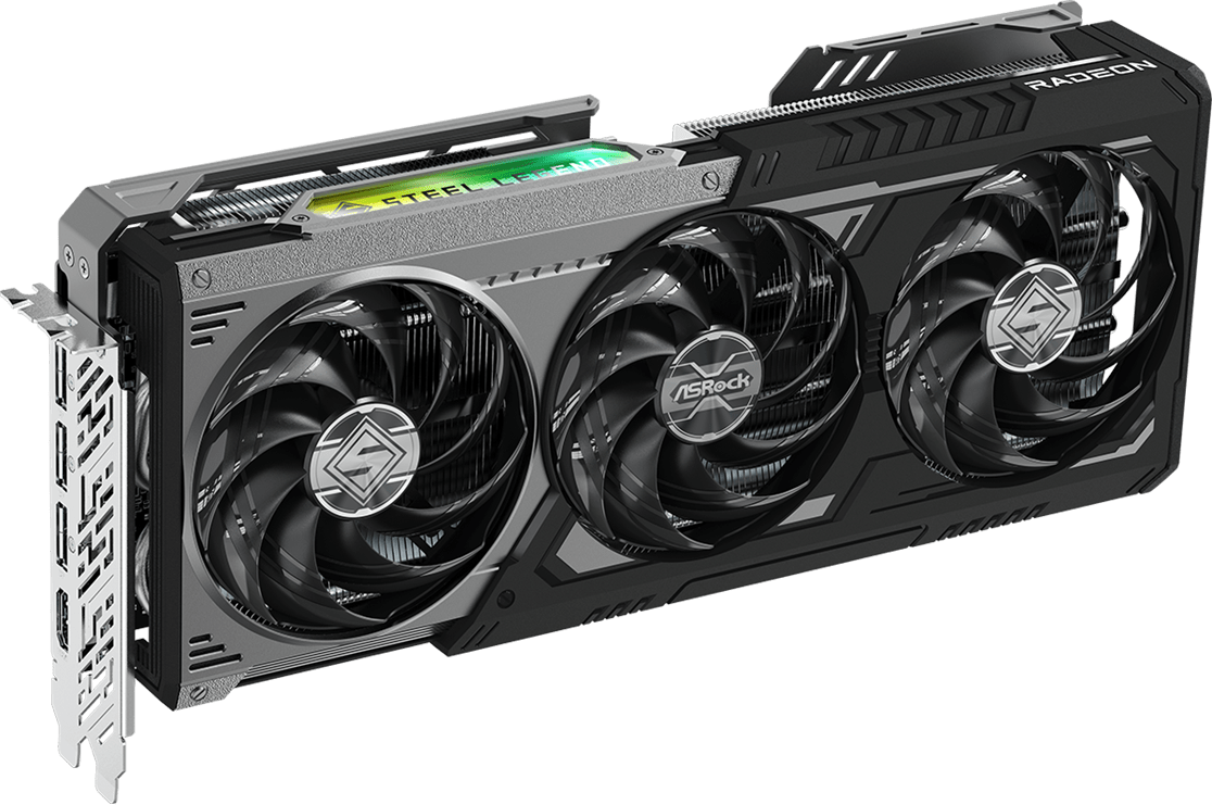 Placa de Video AsRock Radeon RX 9070 XT Steel Legend Dark, 16GB, GDDR6, 256-bit Placa de Video AsRock Radeon RX 9070 XT Steel Legend Dark, 16GB, GDDR6, 256-bit
