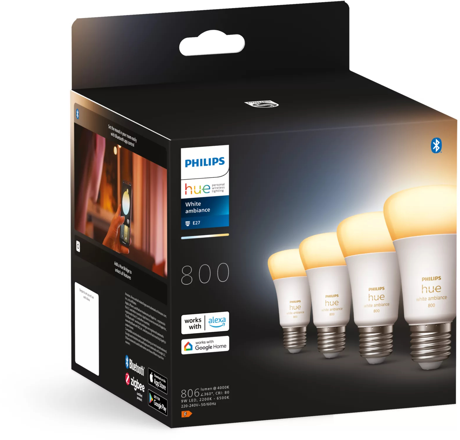 Philips Hue White Ambiance E27 800 lumen Bluetooth (4-pack): beste