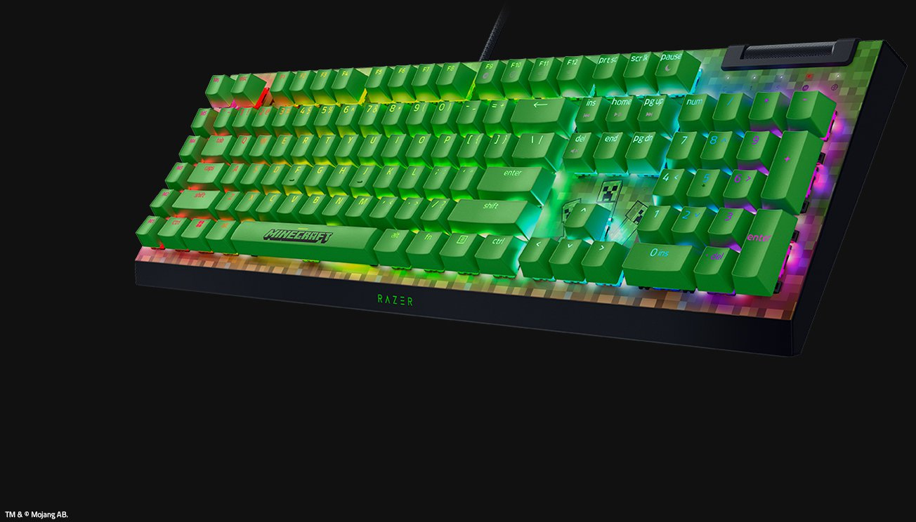 Razer BlackWidow V4 X, Razer Green, Qwerty US, Groen Minecraft