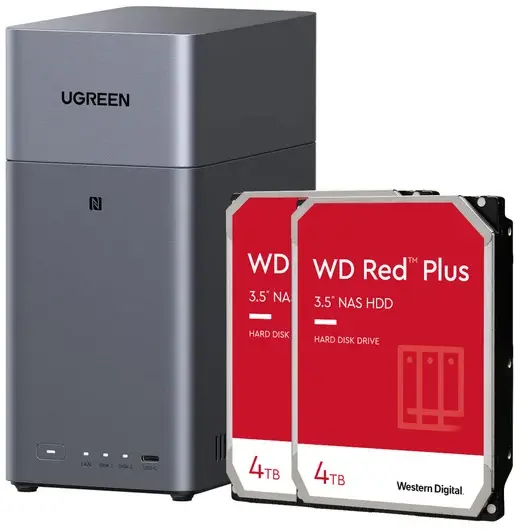 Ugreen NASync DH2300 incl. 2x WD Red Plus schijven, 4TB: beste