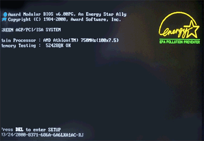 Abit KA7 review: BIOS bootscreen