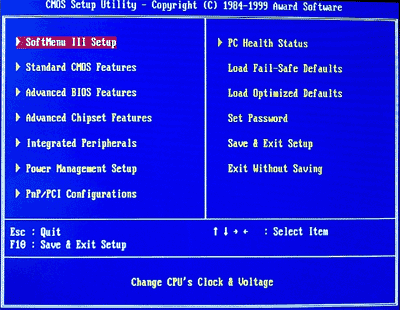 Abit KA7 review: BIOS main menu