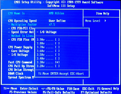 Abit KA7 review: BIOS I/O Voltage