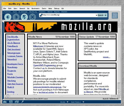 Bezilla (Mozilla voor BeOS) screenshot