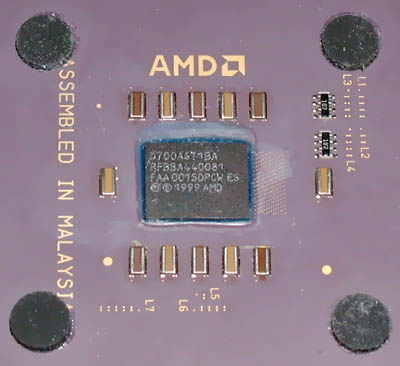 AMD Duron chip oppervlak