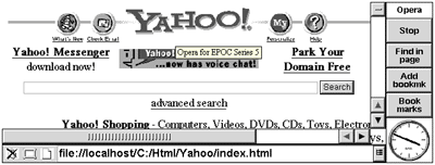 Opera for EPOC screenshot (grayscale)