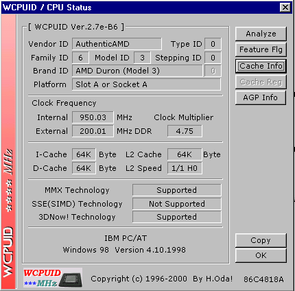 Duron 950 WPCUID