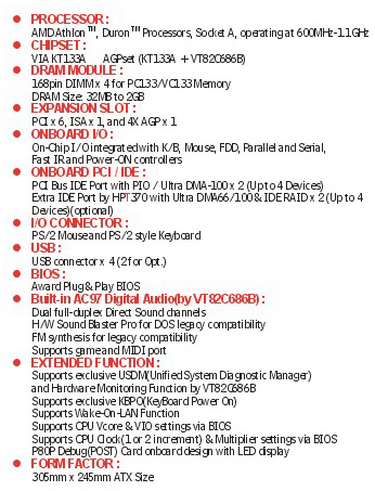 Epox EP-8KTA3 KT133A specs
