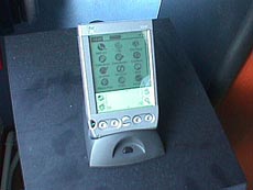 PDA roundup - Handspring Visor Platinum in cradle