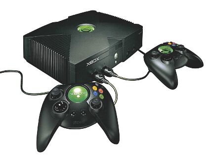 Microsoft Xbox met controllers Microsoft Xbox met controllers
