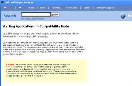 Starting Applications in Compatibility Mode