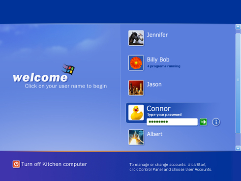 Windows XP login