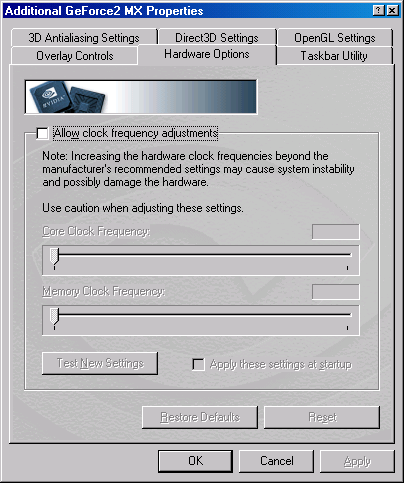 nVidia detonator overklokvenster