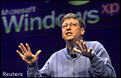 Bill Gates voor Windows XP logo