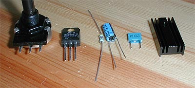 De onderdelen voor een LM317 baybus