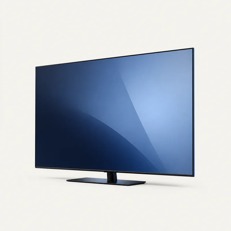 Televisie op een standaard, van opzij gezien