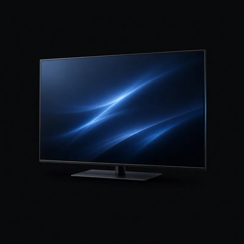 Televisie op een standaard, van opzij gezien