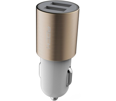 Rock Motor Dual USB Autolader / Car Charger 2.1A - Goud/Wit